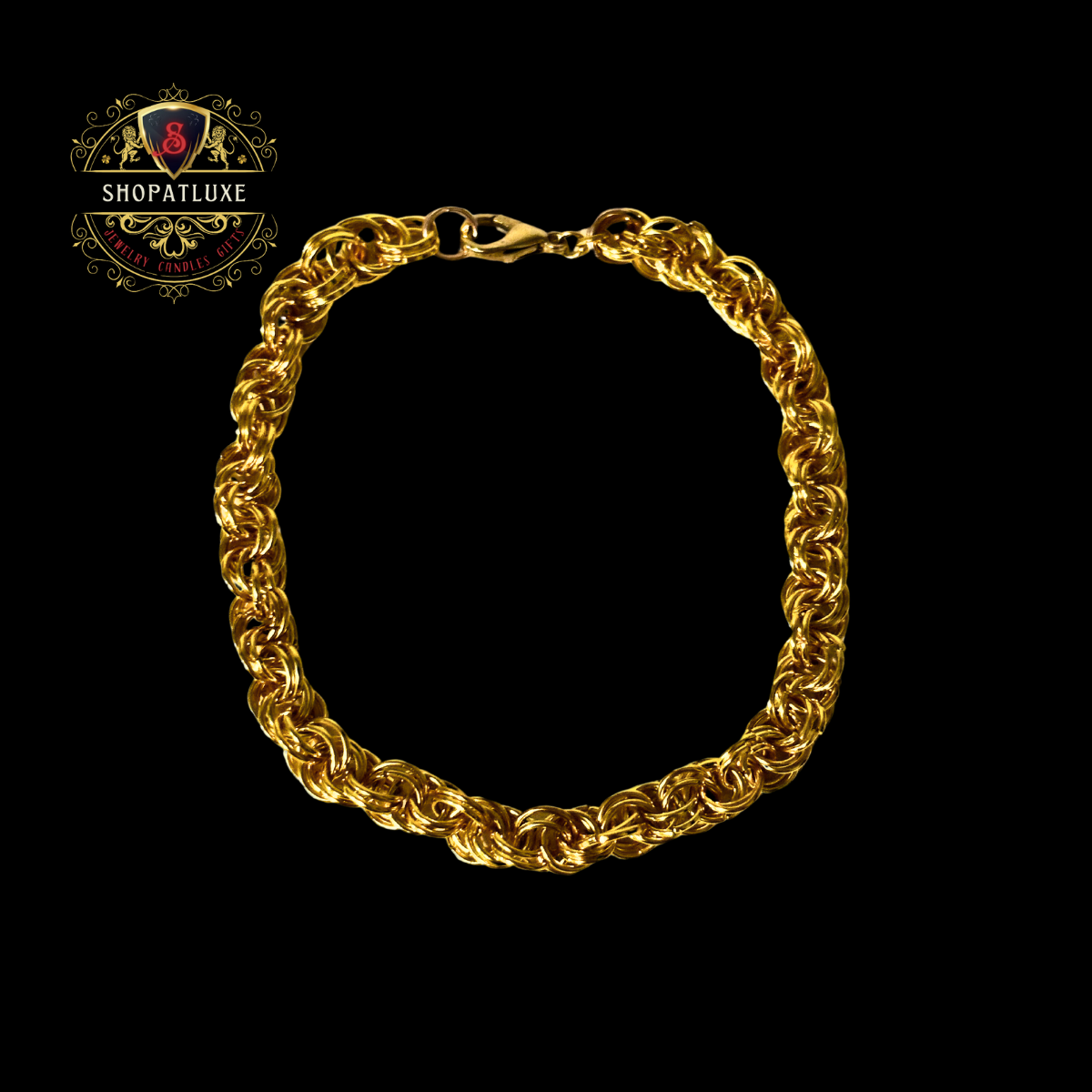 14kt Gold Hand Woven Mens Bracelet