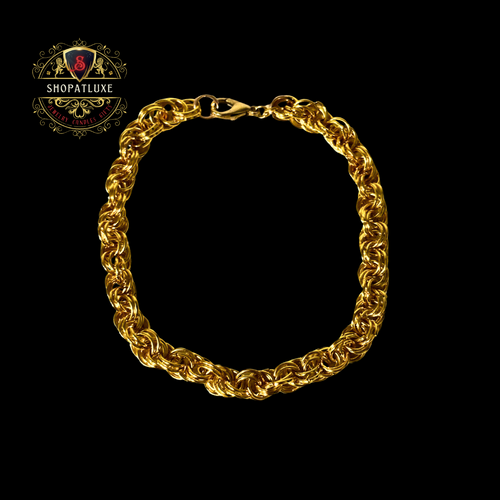 14kt Gold Hand Woven Mens Bracelet