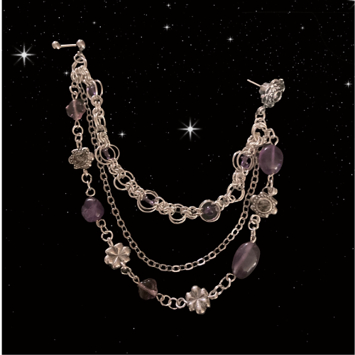 Amythest Chainmail Helix 18g Earring