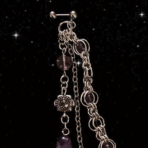 Amythest Chainmail Helix 18g Earring