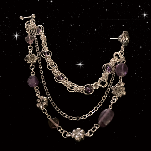 Amythest Chainmail Helix 18g Earring