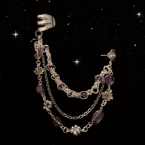 Amythest Chainmail Helix 18g Earring