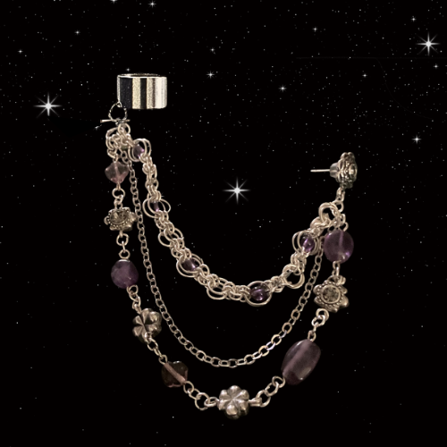 Amythest Chainmail Helix 18g Earring