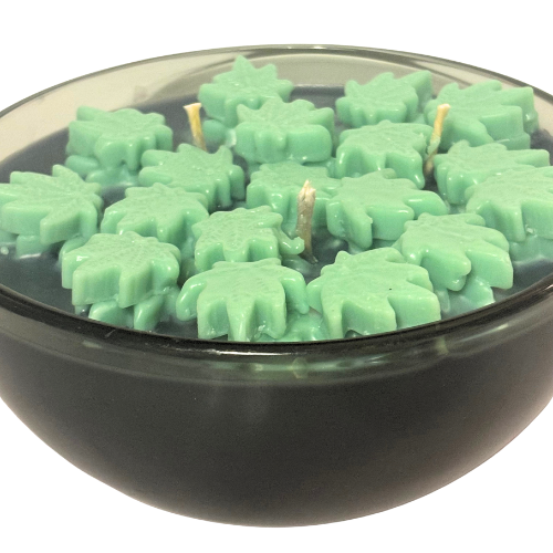 Black Gold Bowl Candle With Leaves