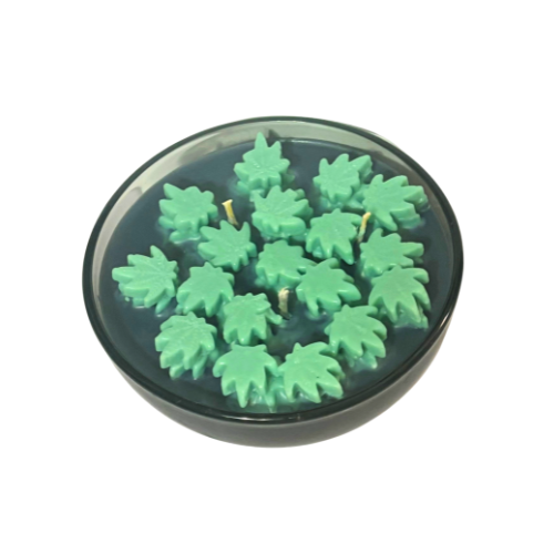 Black Gold Bowl Candle With Leaves