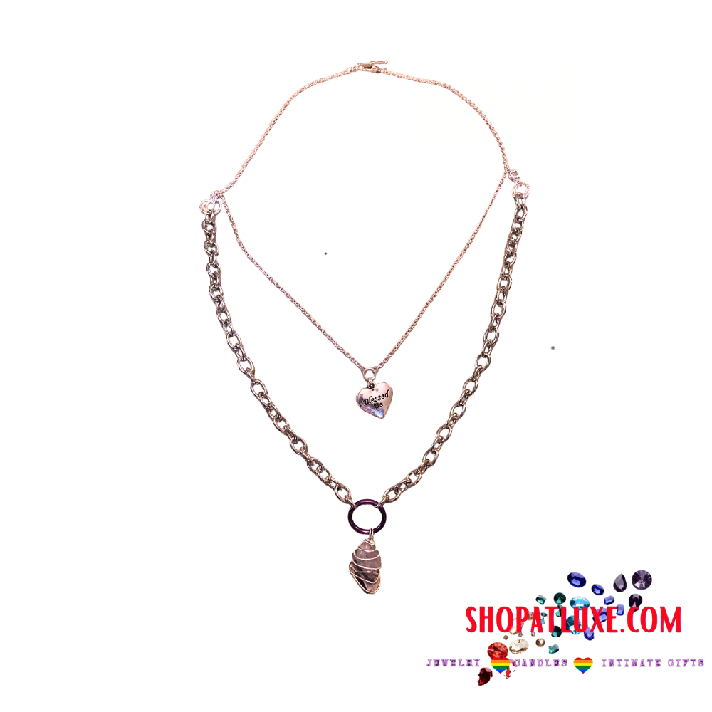 Amethyst Embellished Two Row Necklace