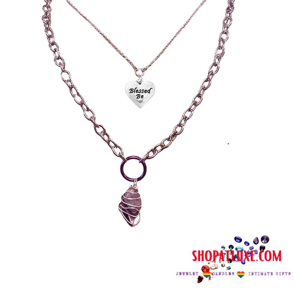 Amethyst Embellished Two Row Necklace