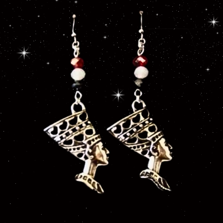 Egyptian Flag Queen Nefertiti Earrings