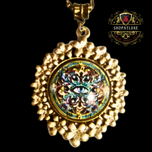 Eye Of Horus Embellished Glass Cabochon Necklace