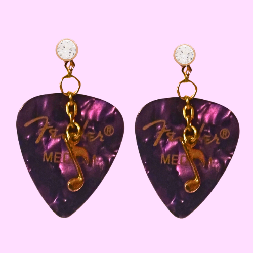 Fender Guitar Pick Earrings With Music Charms
