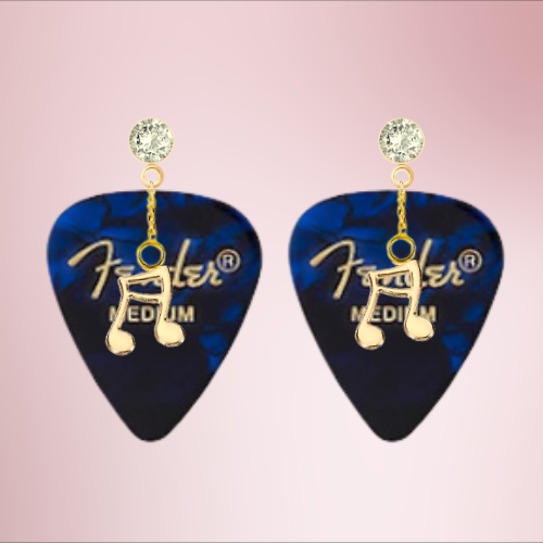 Fender Guitar Pick Earrings With Music Charms