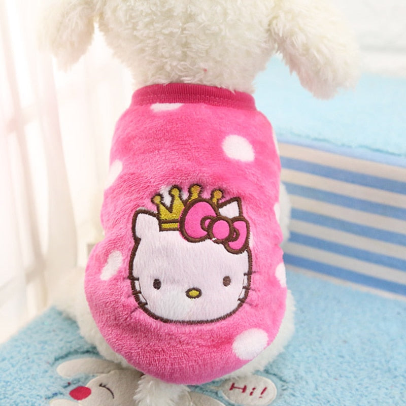Super Warm Fleece Baby Dog Clothes Cute Cartoon Puppy Winter Clothing Small Dogs Kitten Kitty Newborn Baby Pets 10 Colors XS-XXL