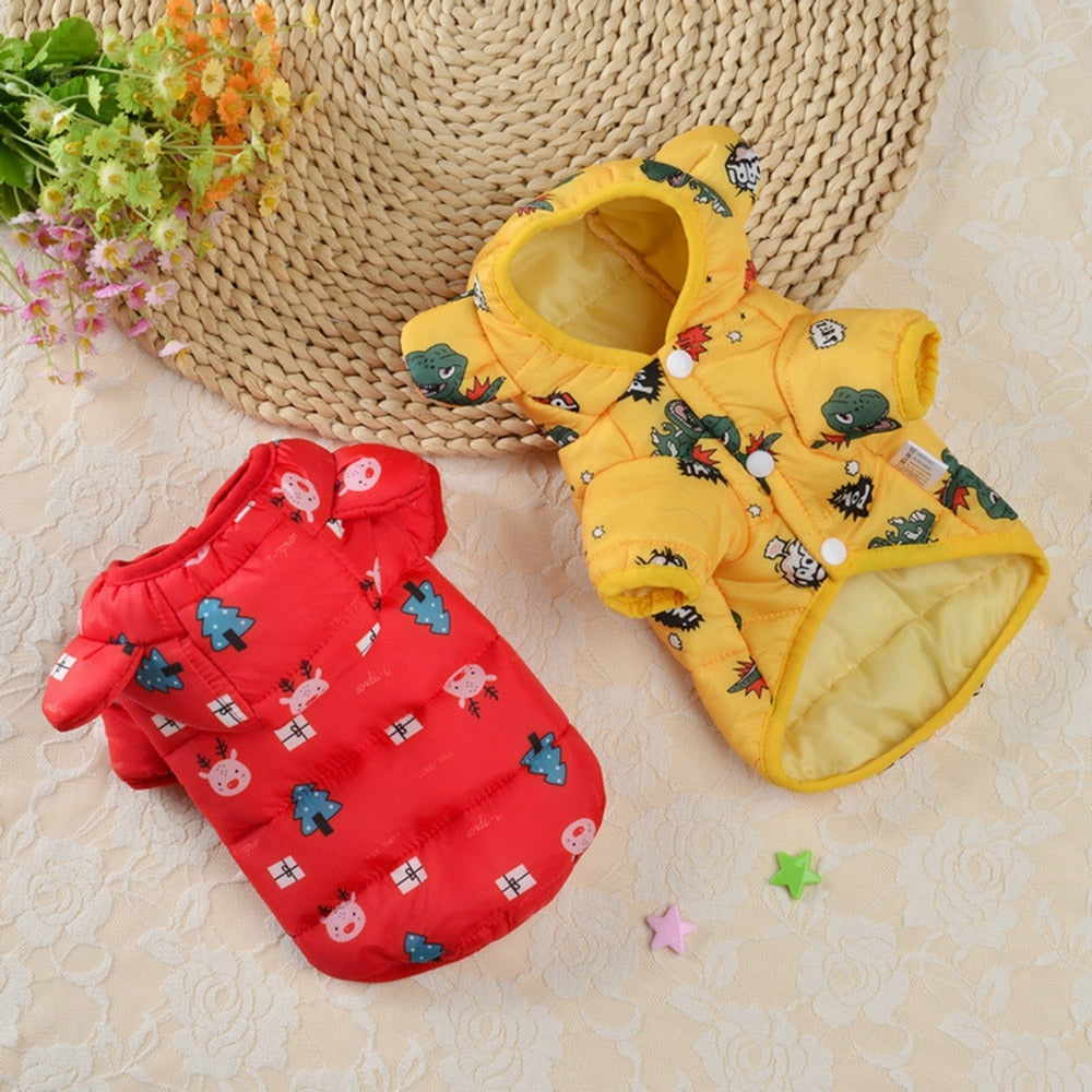 Winter Pet Warm Down Jacket Pet Dog Clothes For Small Medium Dogs Puppy Hoodie Cotton Dog Coat Cat Jacket Padded Bread Clothes