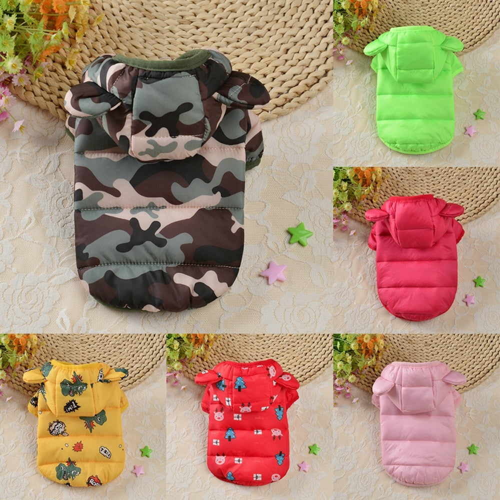 Winter Pet Warm Down Jacket Pet Dog Clothes For Small Medium Dogs Puppy Hoodie Cotton Dog Coat Cat Jacket Padded Bread Clothes