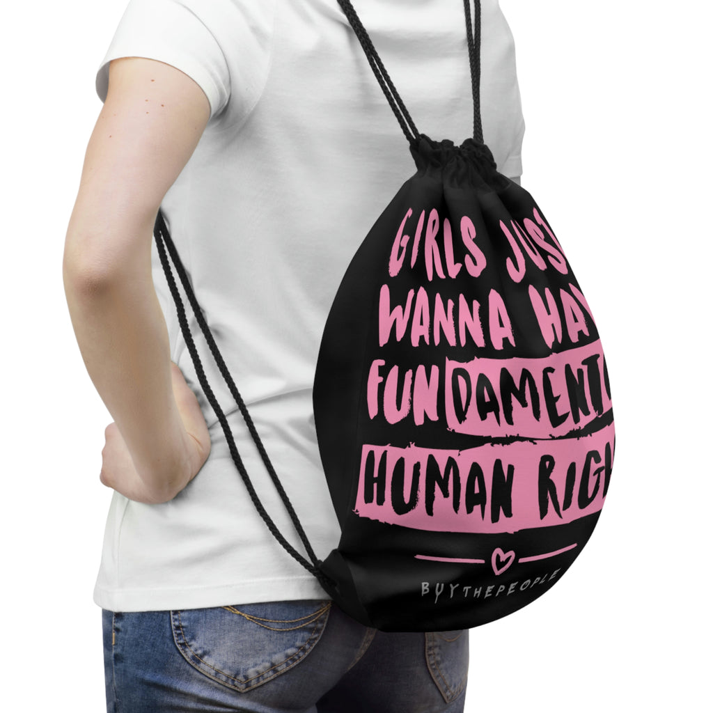 GIRLS JUST WANNA HAVE FUNDAMENTAL RIGHTS Drawstring Bag