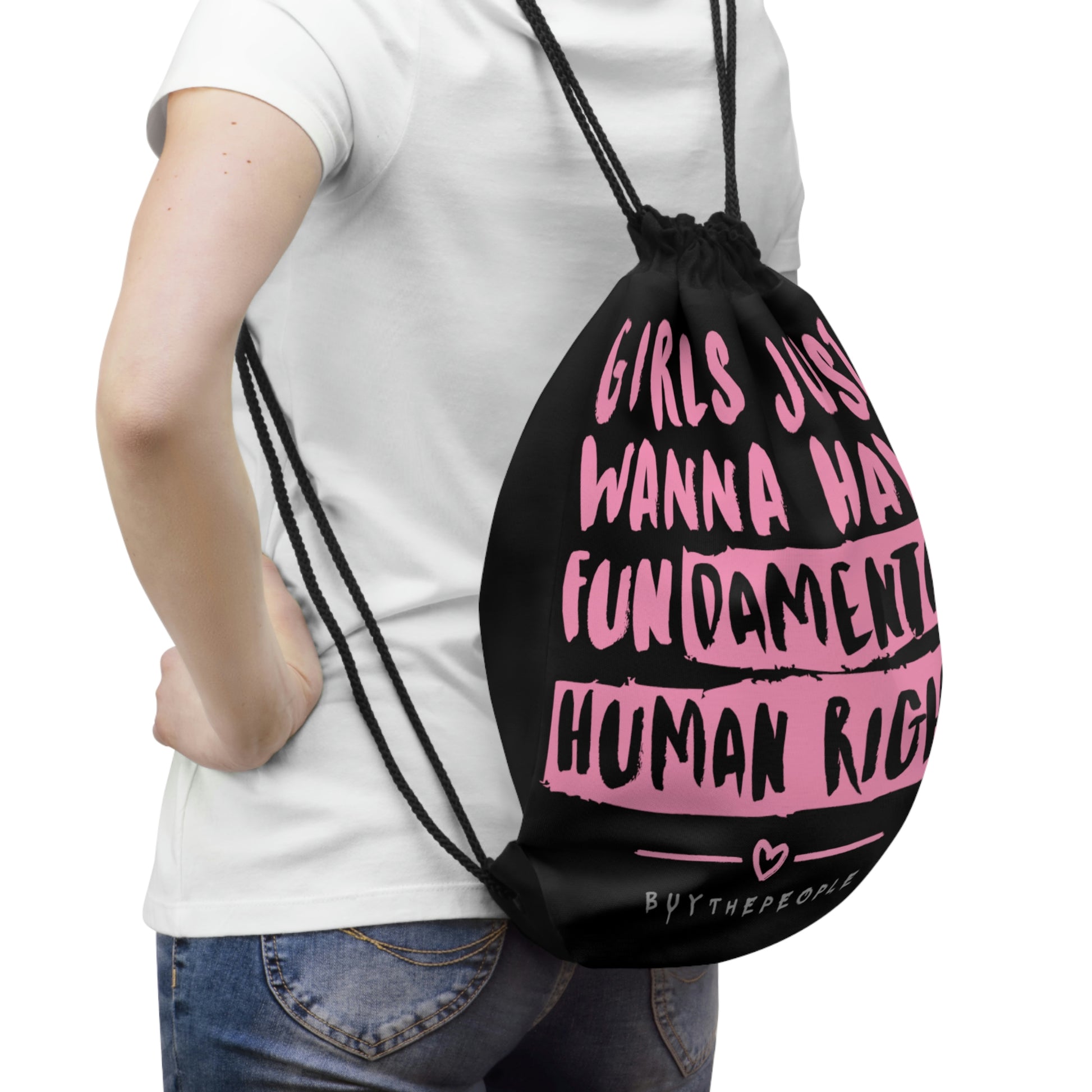 GIRLS JUST WANNA HAVE FUNDAMENTAL RIGHTS Drawstring Bag