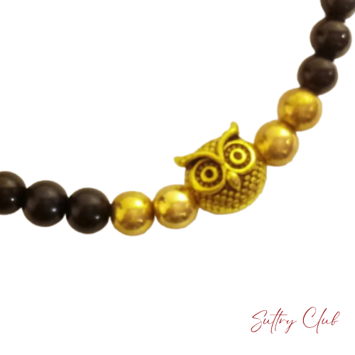 Alpha Owl Black Obsidian And Hematite Bracelet