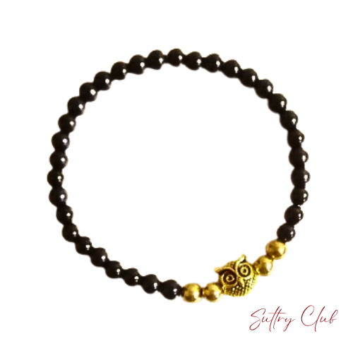 Alpha Owl Black Obsidian And Hematite Bracelet