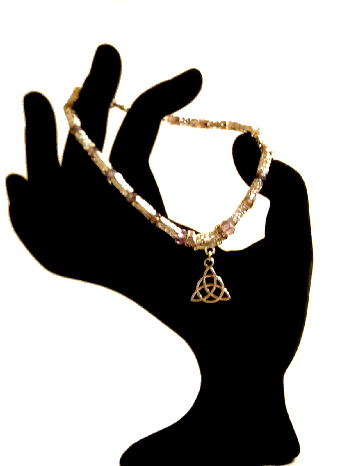 Amethyst And Silver Triquertra Charm Bracelet