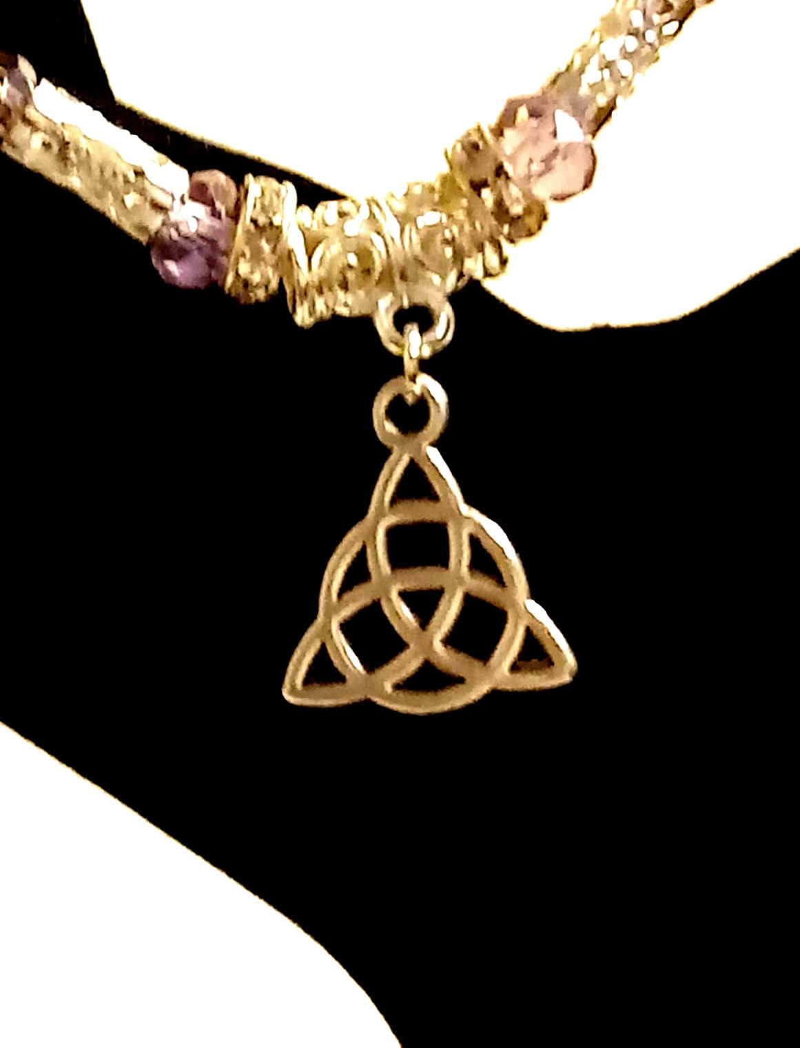 Amethyst And Silver Triquertra Charm Bracelet