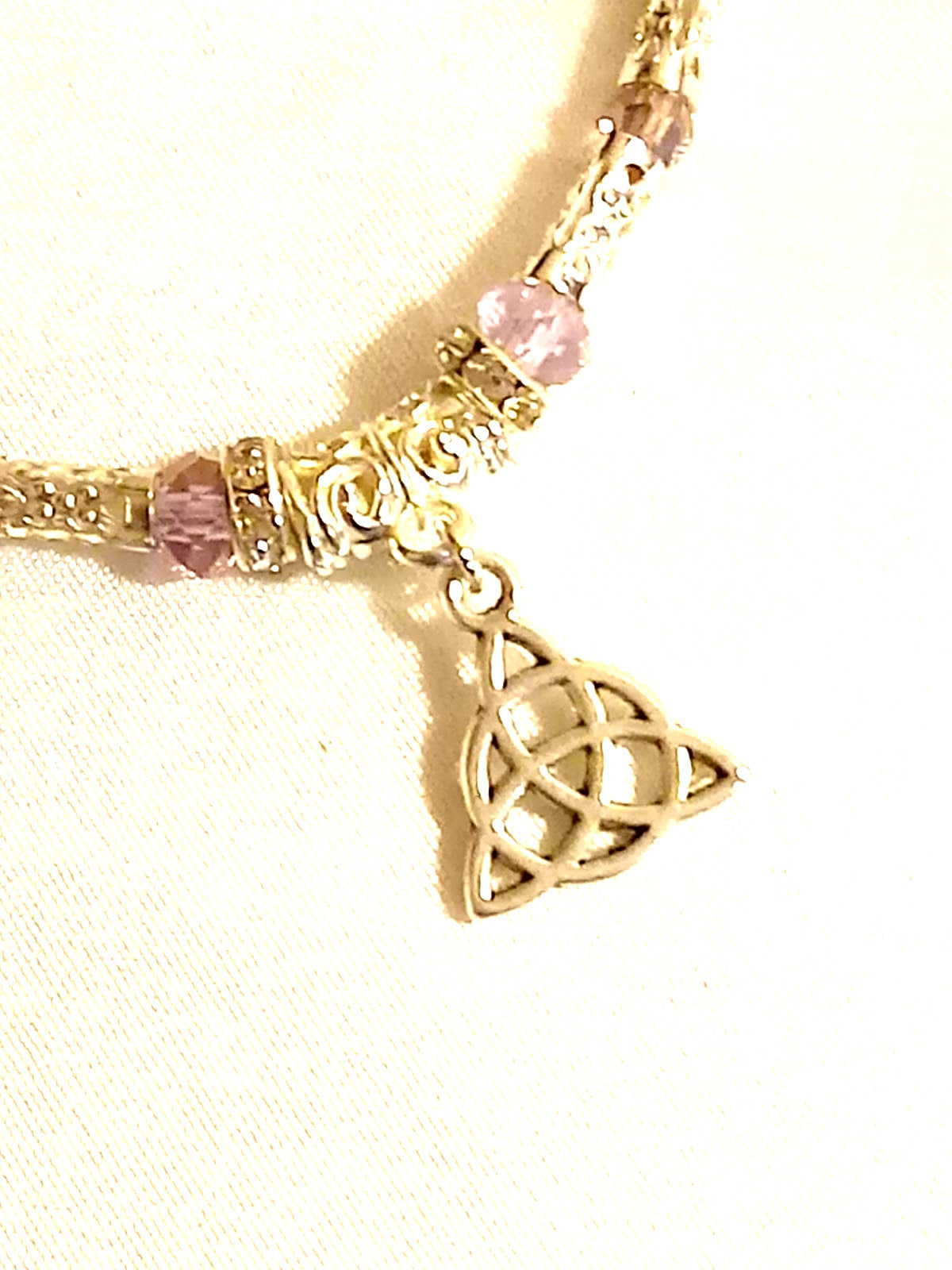 Amethyst And Silver Triquertra Charm Bracelet