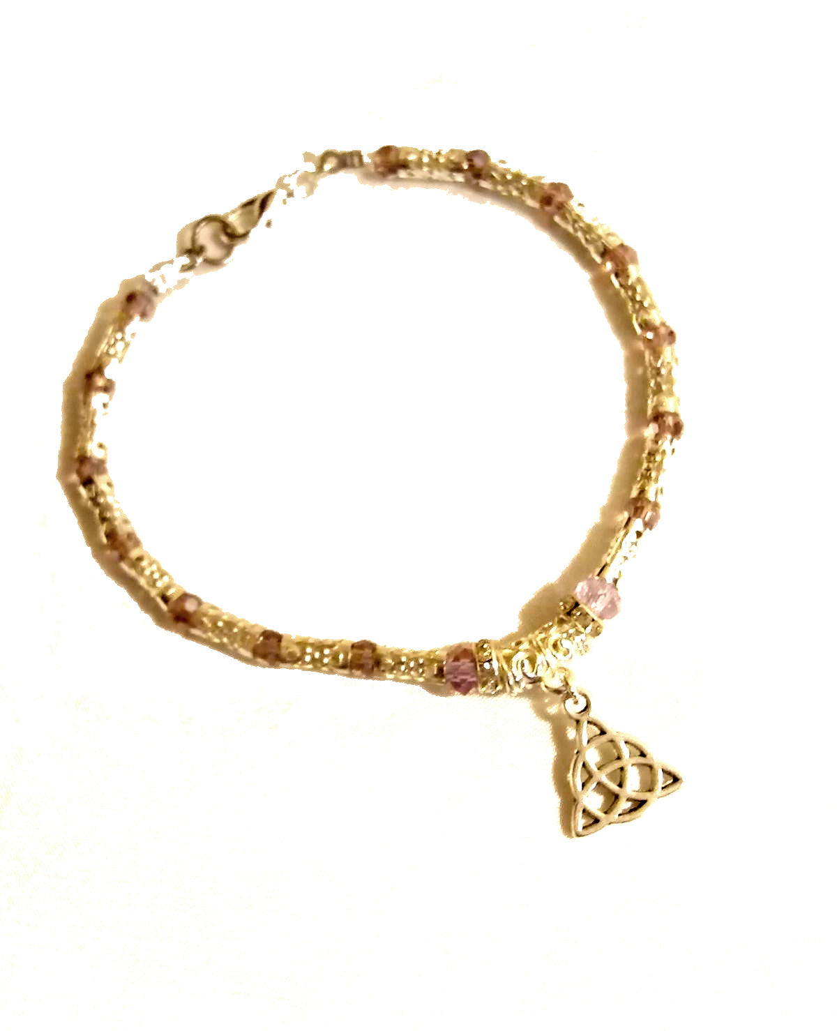 Amethyst And Silver Triquertra Charm Bracelet