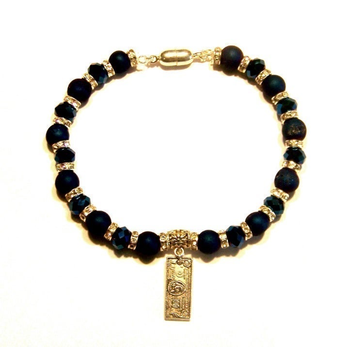 Blue Benjamins Crystal Mens Bracelet