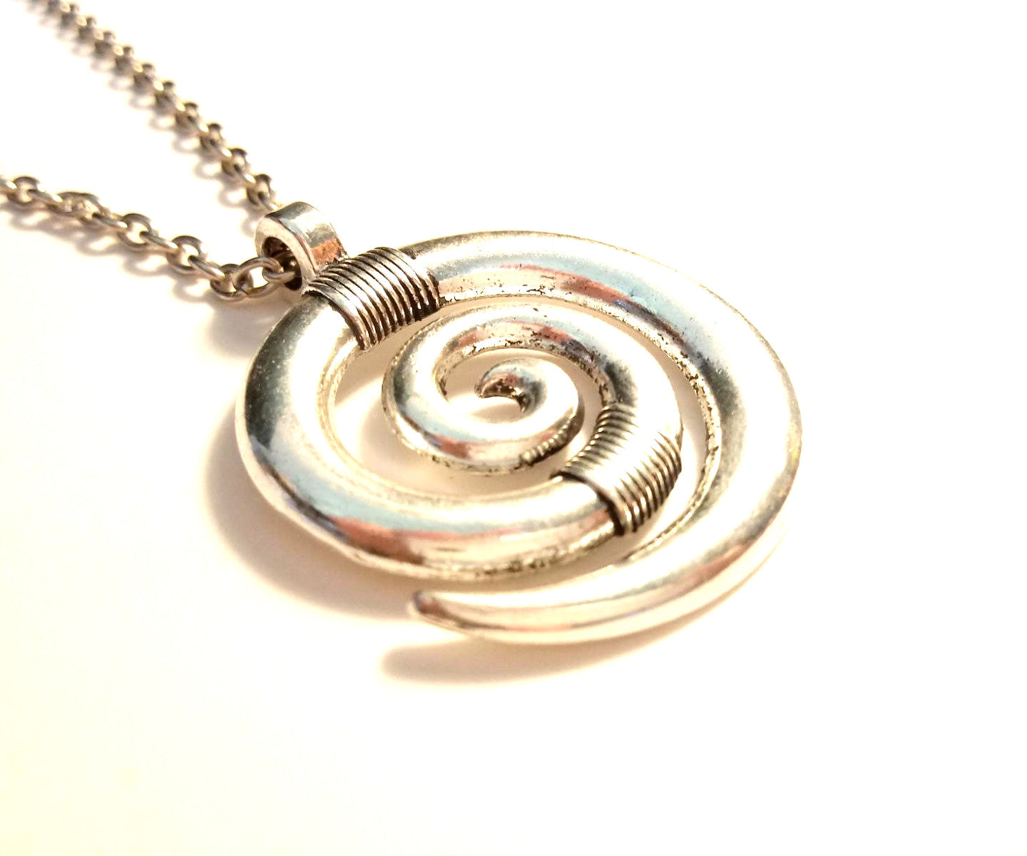 Celtic Labyrinth Steel Spiral Necklace