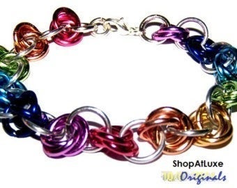 Gay Pride Rainbow Chainmail Bracelet