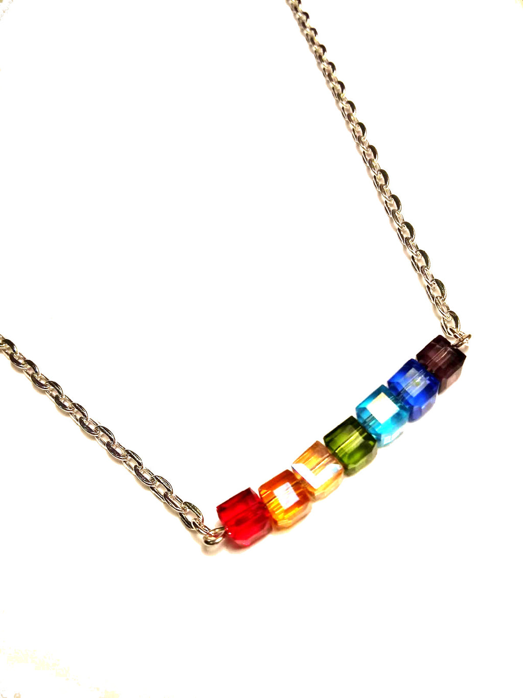 Gay Pride Rainbow Cubes Bar Necklace