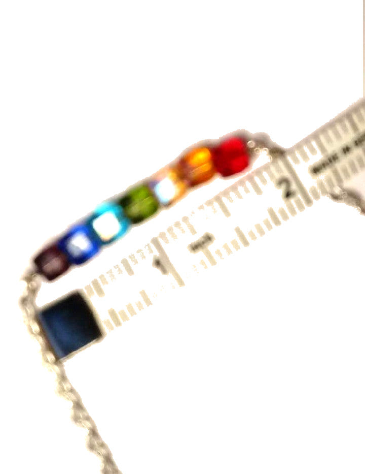 Gay Pride Rainbow Cubes Bar Necklace