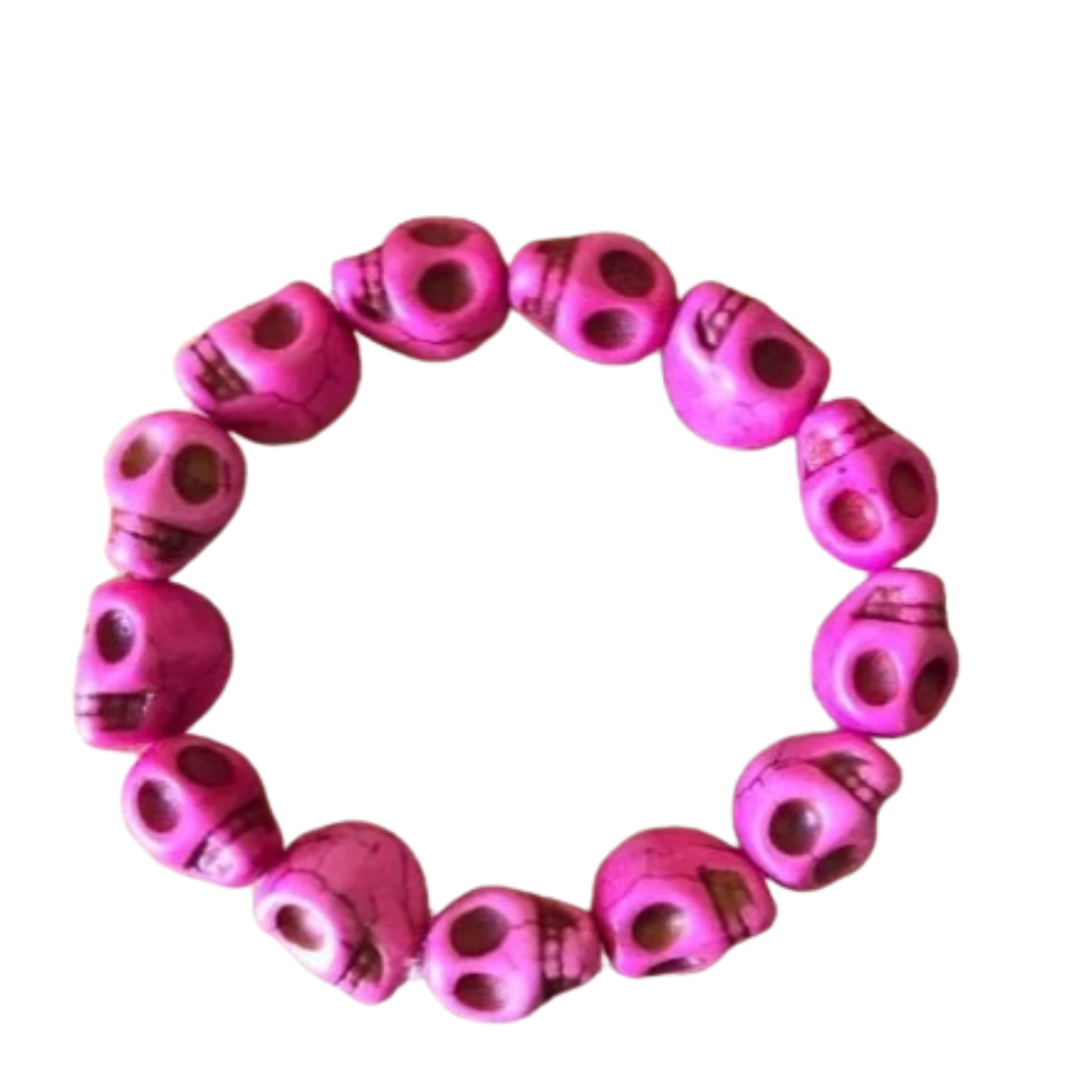 Genuine Howlite Stone Skull Bracelet