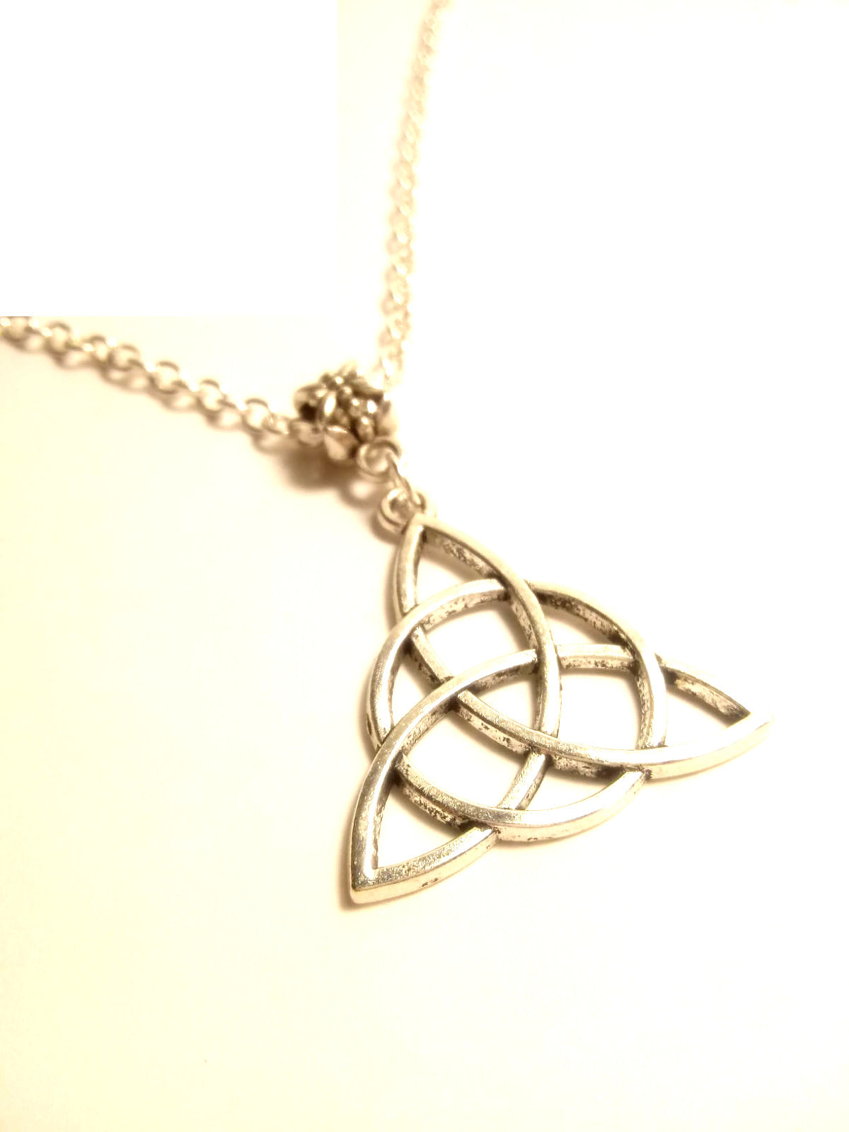 Antique Silver Triquetra Trinity Celtic Knot Necklace