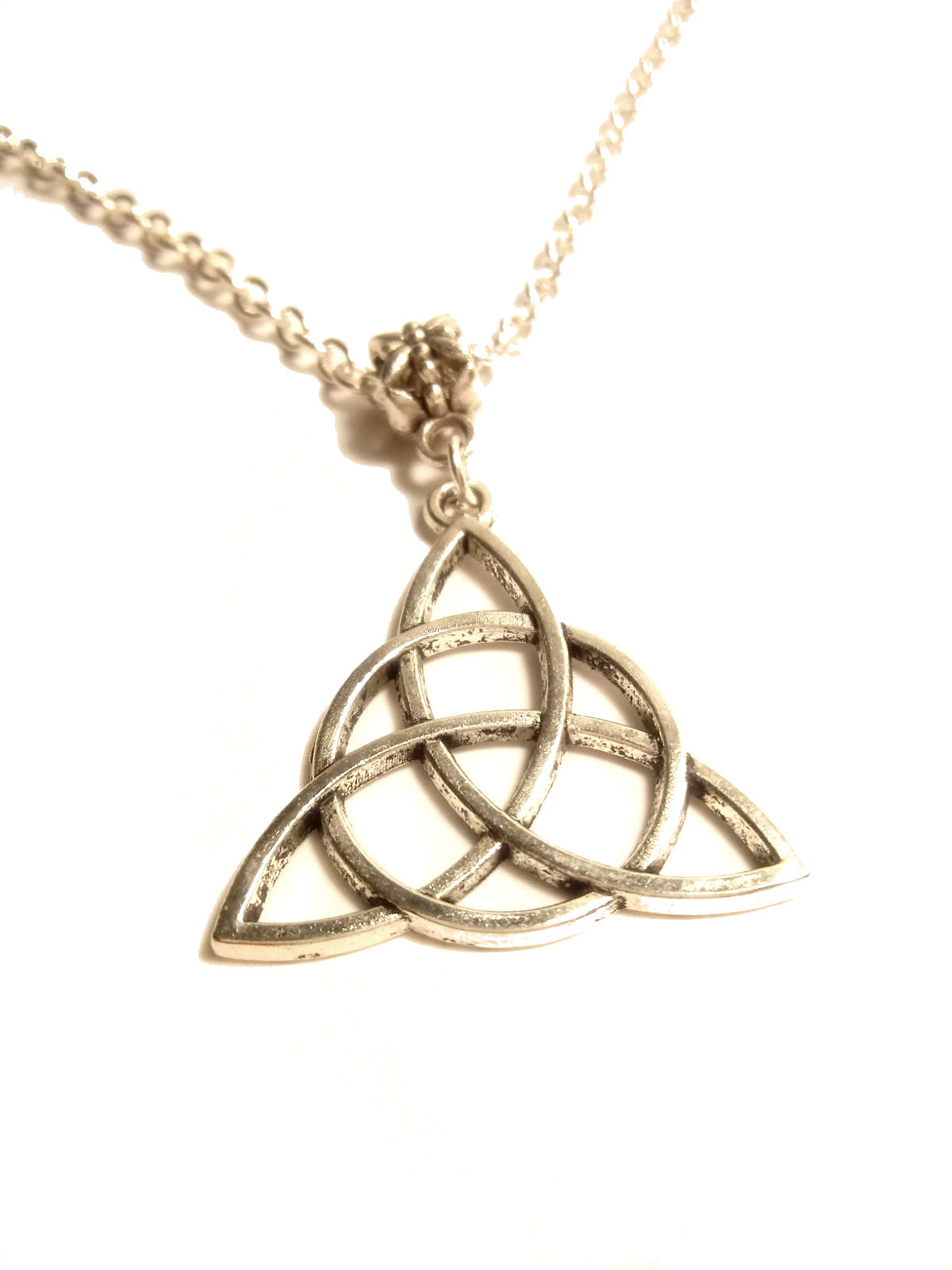 Antique Silver Triquetra Trinity Celtic Knot Necklace
