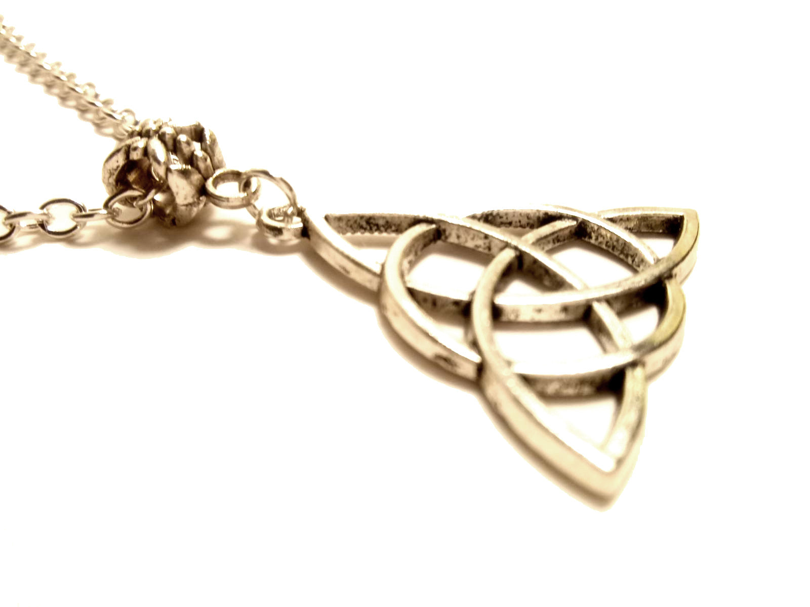 Antique Silver Triquetra Trinity Celtic Knot Necklace