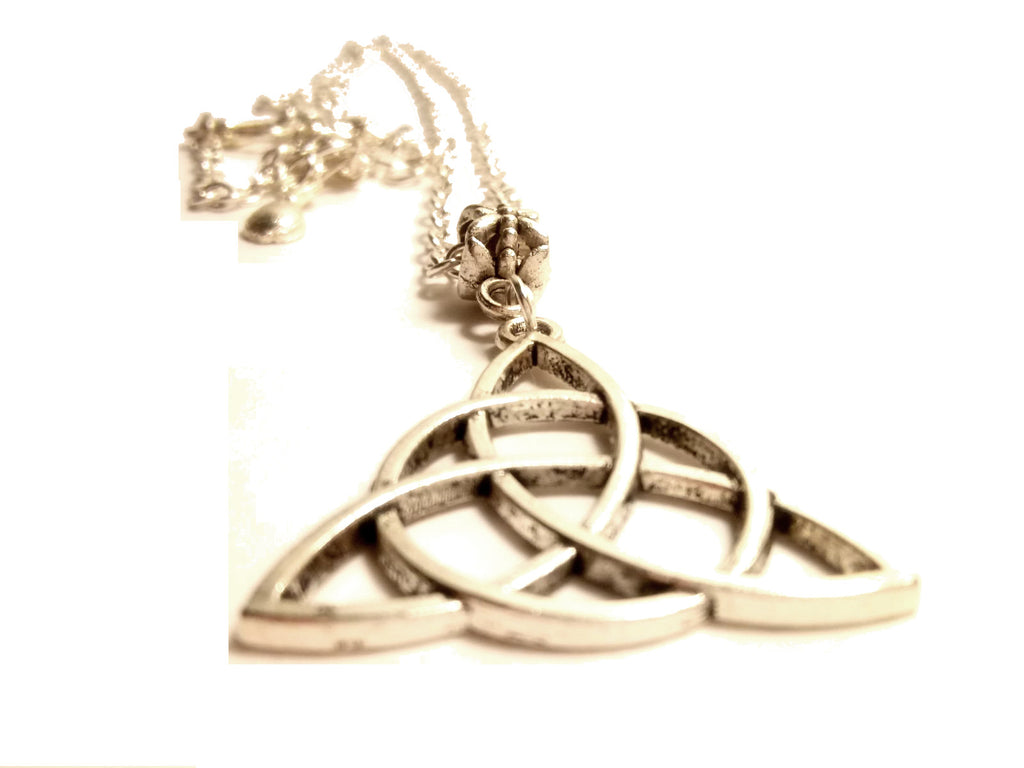 Antique Silver Triquetra Trinity Celtic Knot Necklace