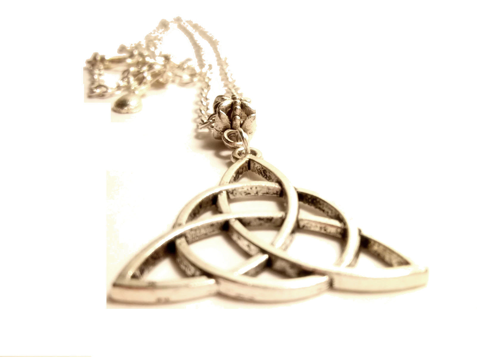 Antique Silver Triquetra Trinity Celtic Knot Necklace