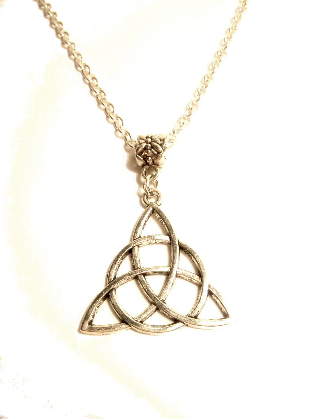 Antique Silver Triquetra Trinity Celtic Knot Necklace