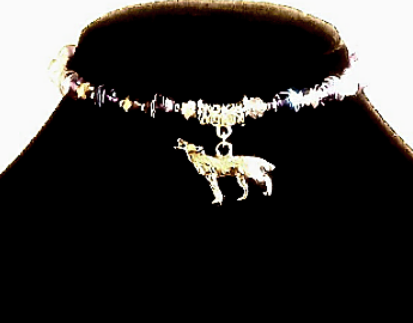Crystal And GLass Wolf Charm Beaded Bracelet