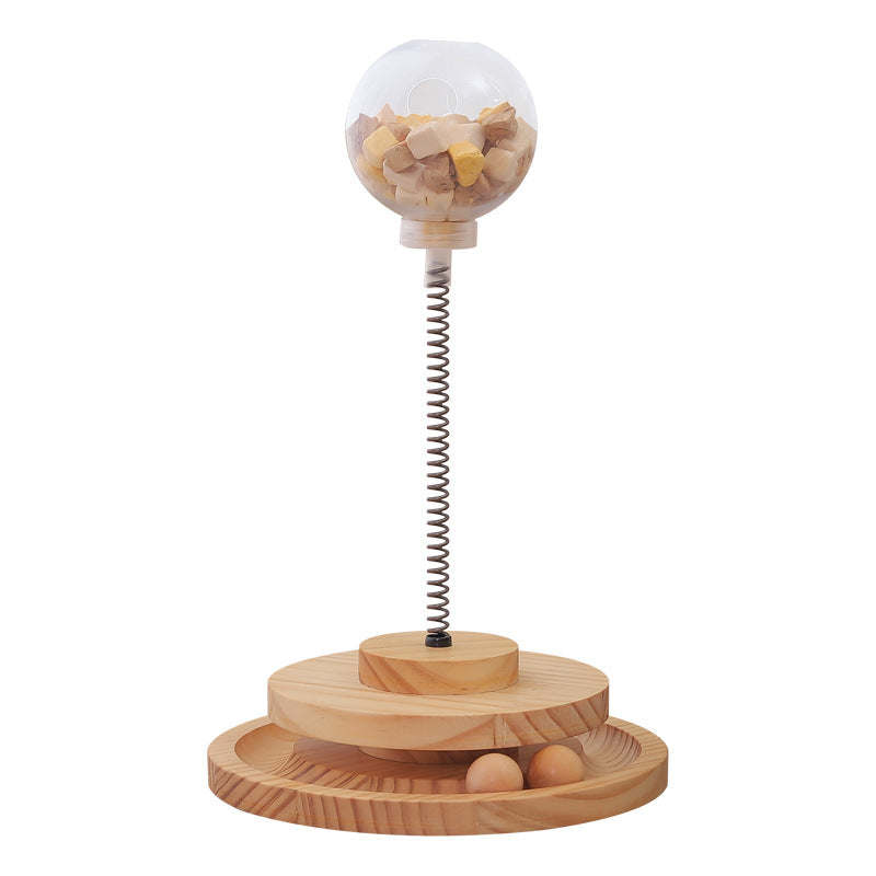 New solid wood turntable cat toy pet tableware puzzle tumbler food ball
