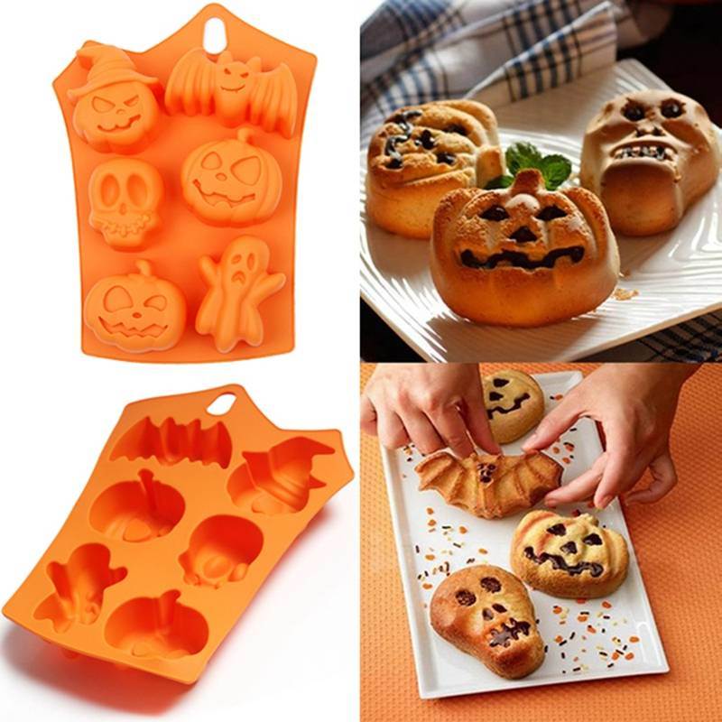 Pumpkin Bat Skull Ghost Shape Halloween Silicone Mold Candy Chocolate Pudding Mold Halloween Party