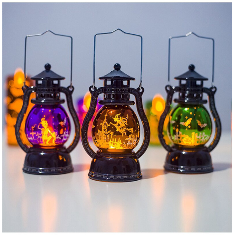 Halloween Led Lantern Retro Laser Pony Lamp Light Lamp For Party Home Bar Decoration Small Oil