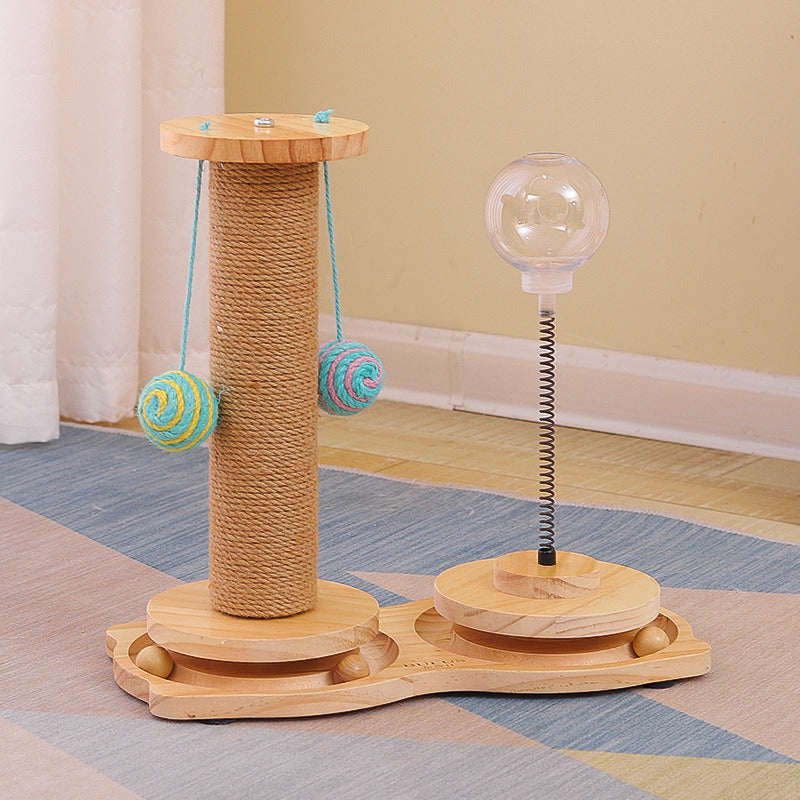 New solid wood turntable cat toy pet tableware puzzle tumbler food ball
