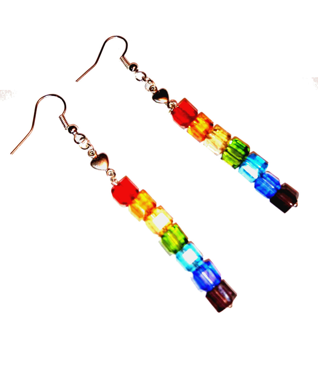 Crystal Rainbow Pride Drop Earrings