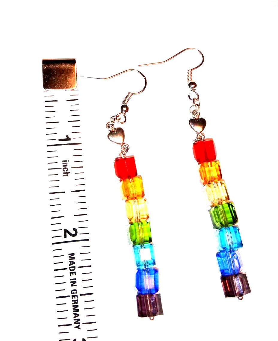 Crystal Rainbow Pride Drop Earrings